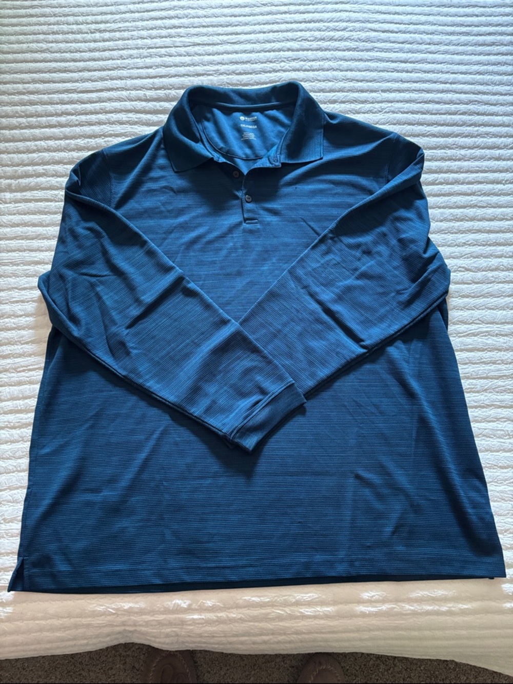 Haggar Men's Long Sleeved Button Polo in Navy Blue